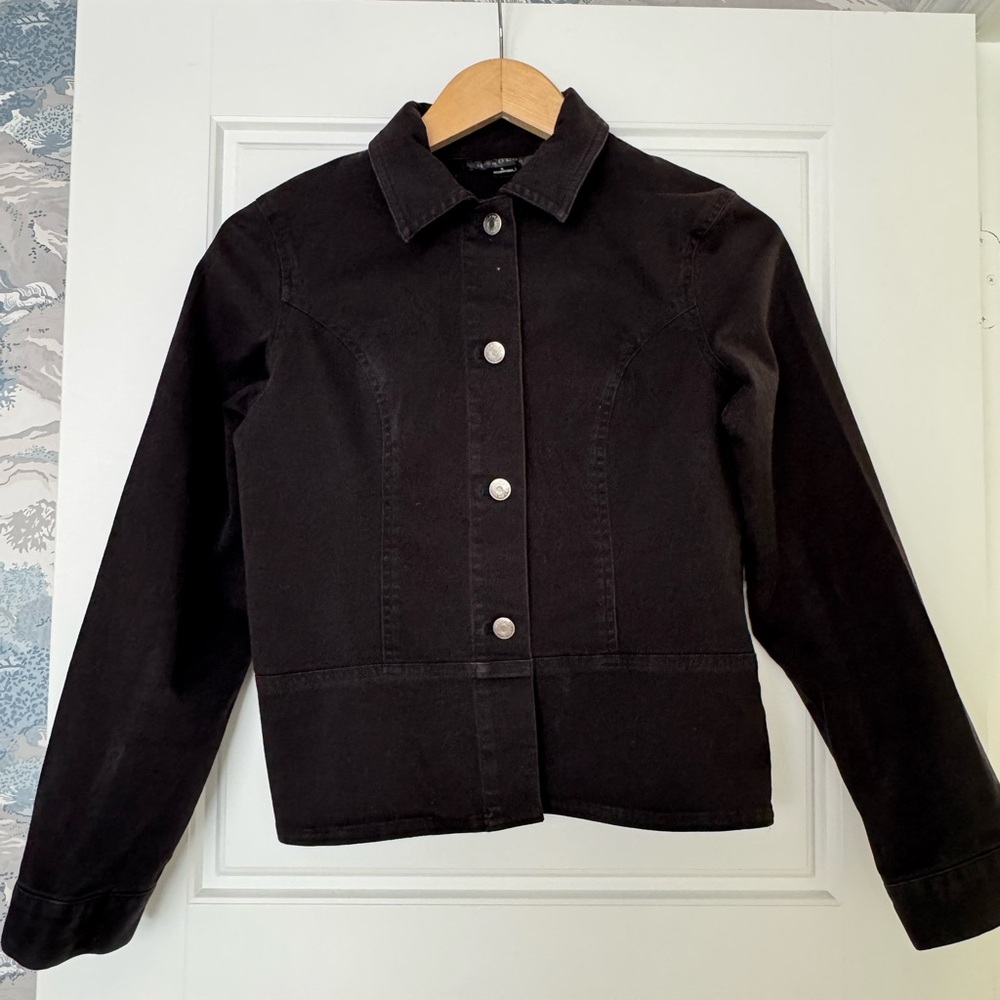 VTG Harold’s Black Button Down Stretch Denim Jacket Sz Small